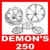 Chrome Billet 250 "Crystal" Wheels Set with Pulley & Rotors for Custom Harley CRYSTAL RIM SET 21X 2.15/18 X 8.5 1-1/8 Image 