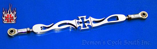 9" Chrome Billet Shift Rod "Maltese Cross" Stock Linkage Length for Harley-Davidson  Image 