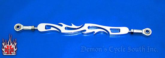 9" Chrome Billet Shift Rod "Tribal Flames" Stock Harley-Davidson Linkage Length FLAMES STD SHIFT ROD Image 