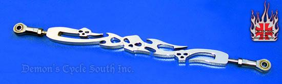 Chrome Billet Shift Rod "Tribal Skulls" Stock Harley-Davidson Linkage Length SKULLS STD SHIFT ROD Image 