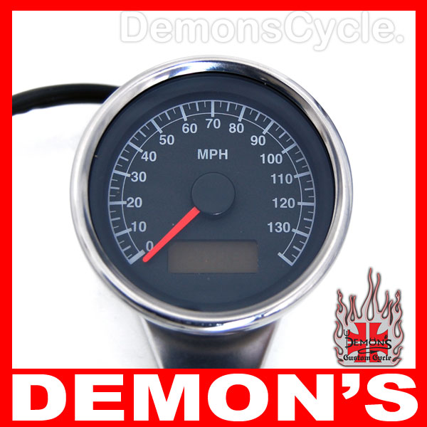 MINI Electronic Speedometer with Black Interface and Odometer Harley-Davidson Style Mini Speedo Black S1B OX054 Image 