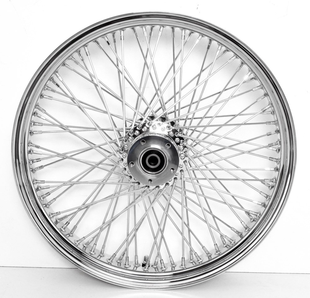 23"  x 3.5" 80 Spoke Chrome Billet Hub Front Wide Glide Wheel for Harley Davidson FL Dresser Dual Disc