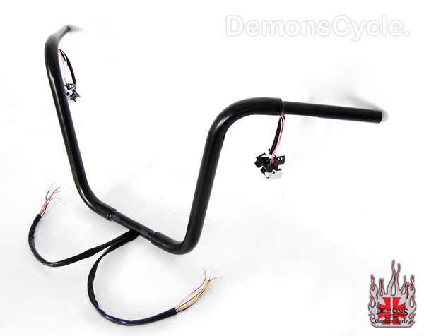 17" Black Ape Hangers 1-1/4" diameter Internaly Wired with Switches for Harley-Davidson