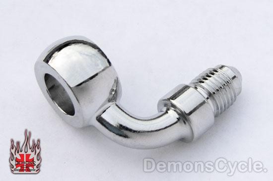 Chrome 10mm 90 Bend Banjo Bolt, Harley Brake Fitting