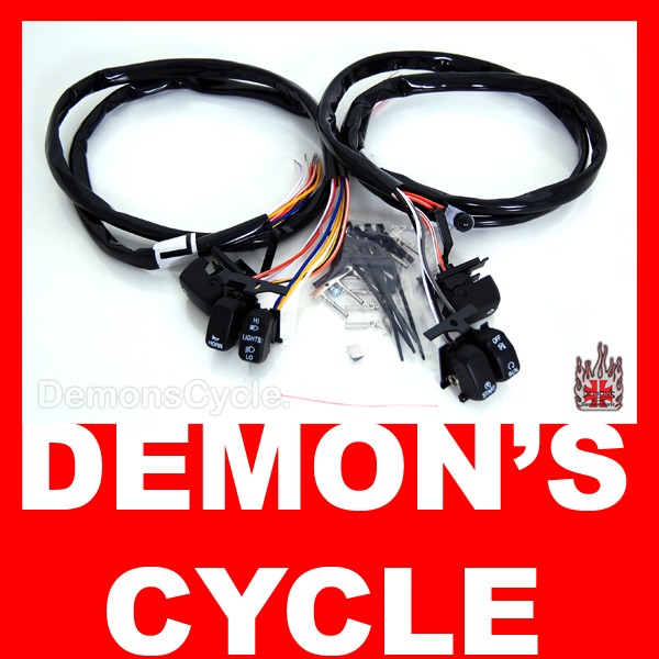 Black Switches and Wires Harness for Harley-Davidson Hand Controls 96-06