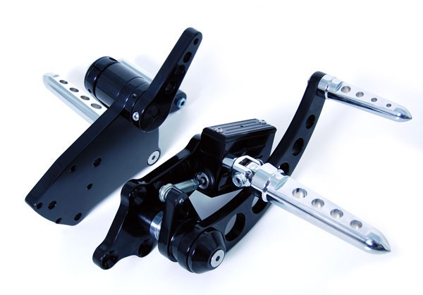 Black Billet Custom Forward Controls with Chrome Footpegs +2" Extended for Harley Big Twins 2000-Up TORPEDO