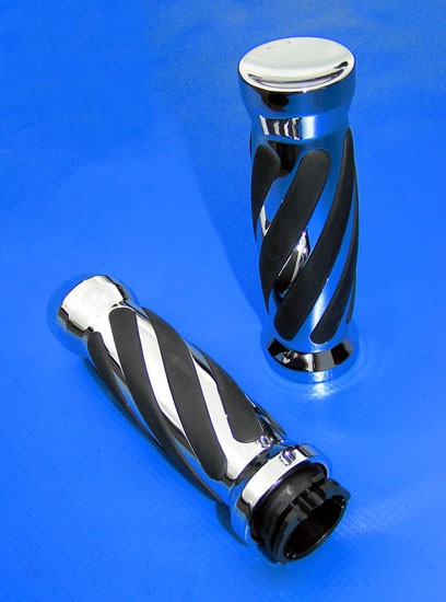 Chrome Billet 6-Rail Custom Hand Grips Set for Harley-Davidson Handlebars 