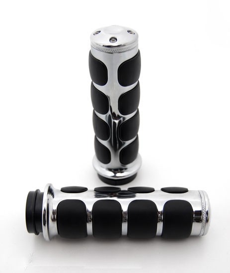 Chrome Billet ISO Grips for Harley 08-Up Tourng Throttle Fly-by-Wire Models by Kuryakyn