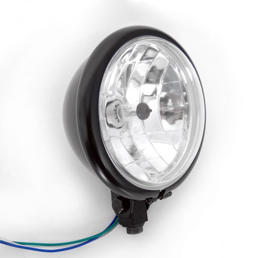 5-1/2" Bobber Black Halogen H4 Headlight fits Honda Yamaha Suzuki Kawasaki Motorcycles