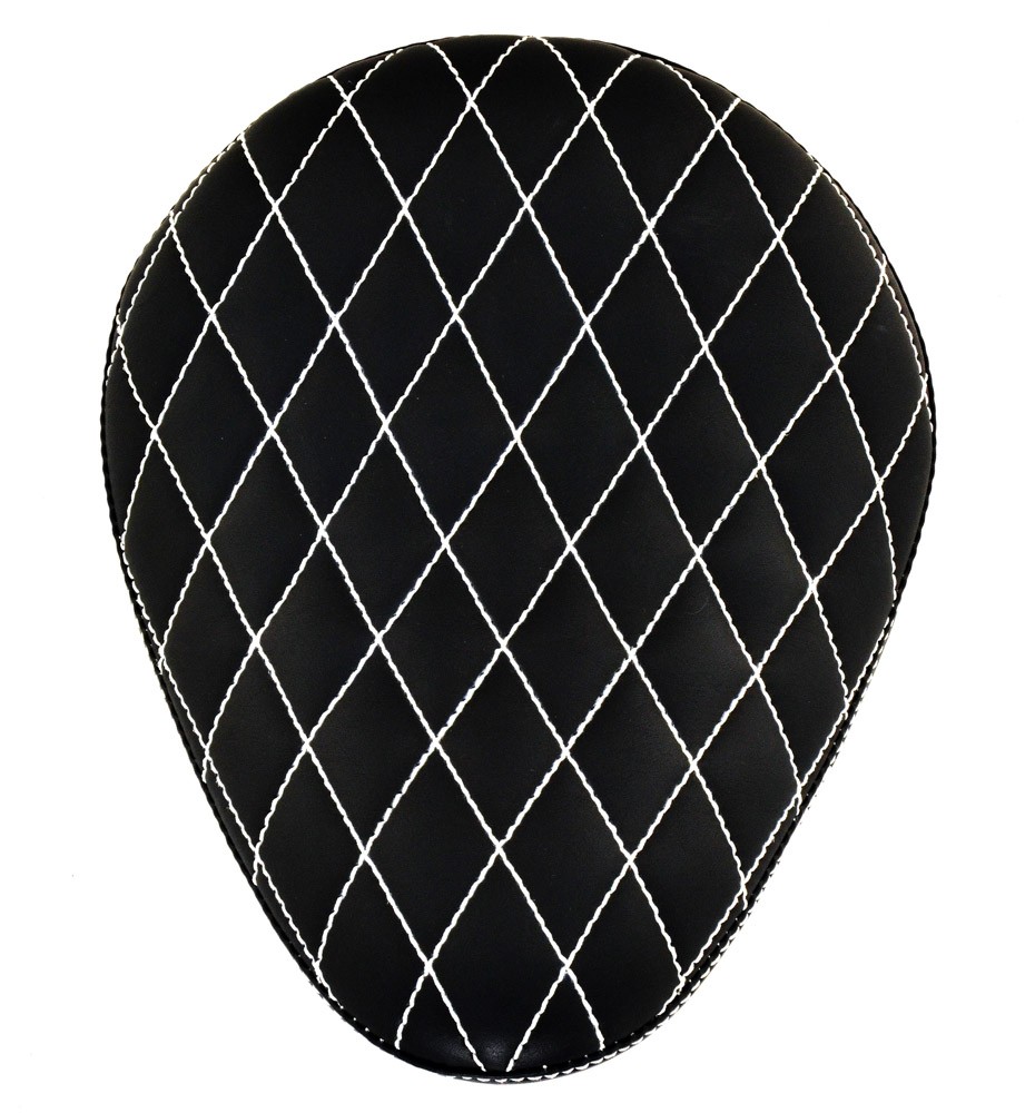 Bobber Solo Seat for Harley or Indian Diamond With White Stitching