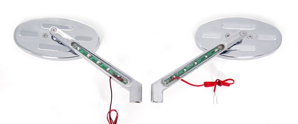 Chrome Mirrors for Harley with Built-In LED Turn Signals/Running Lights