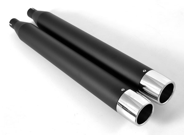 3.5" Harley-Davidson FLH FLT Dresser Road King Exhaust Mufflers Black with Chrome Tips