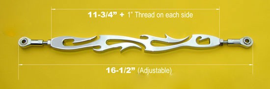 11-3/4" Chrome Billet Shift Rod " Flames " for Harley-Davidson Linckage +3" Extanded