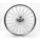 Chrome 80 Spokes Front Wheel. 21" x 2.15" with Billet Hub for Harley-Davidson