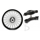 COMBO: 23" x 3.5" Black 80 Spokes Front Wheel and Billet 7 Raked Triple Trees for Harley Dual Disc 25MM ABS Bearing