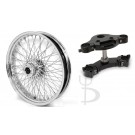 COMBO: 23"x3.5" 80 Spoke Chrome Billet Hub Front Wide Glide Wheel for Harley Davidson FL Dual Disc 25MM ABS Bearings