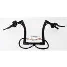 El Diablo 12" Black Ape Hangers 1-1/4" Diameter with Black Hand Controls and Switches for Harley-Davidson
