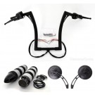 Blackout Kit. El Diablo 16" Black Ape Hangers with Black Hand Controls Switches Grips and Mirrors for Harley-Davidson