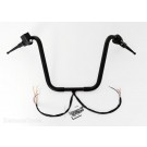16" Rise Black Ape Hangers Handlebars with Hand Controls Switches and Wiring