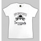 Demon's Cycle Logo Ladies T-Shirt "High Maintenance" White Medium