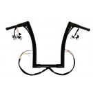 12" Black El Diablo Ape Hangers 1-1/4" diameter Internaly Wired with Switches for Harley-Davidson