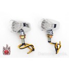 Mini Motorcycle LED Blinkers Turn Signals Amber (Diamond) for Harley-Davidson