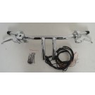 1-1/4" Chrome Handlebars T-Bars with Built-In Blinkers 6" Rise with Hand Controls + Switches for Harley