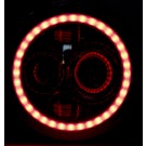7" inch Black LED w/Red Halo Projection Headlight for Harley FLST Bagger Dresser Motorcycles