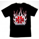 Demon's Cycle Logo T-Shirt. Flamed Maltese Cross. Front and Back Print Black XXXL