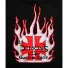 Demon's Cycle Logo T-Shirt. Flamed Maltese Cross. Black L